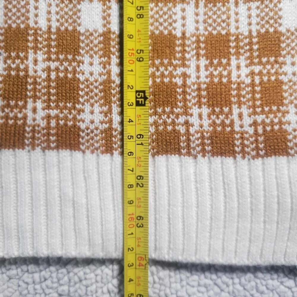 NWT! Timberland Women's White/Mustard Brown Plaid Knit Scarf